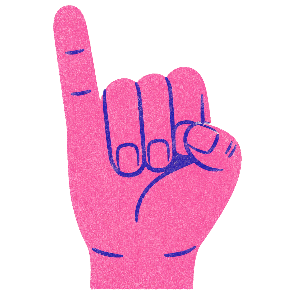 Yolinky pink foam finger pointing up